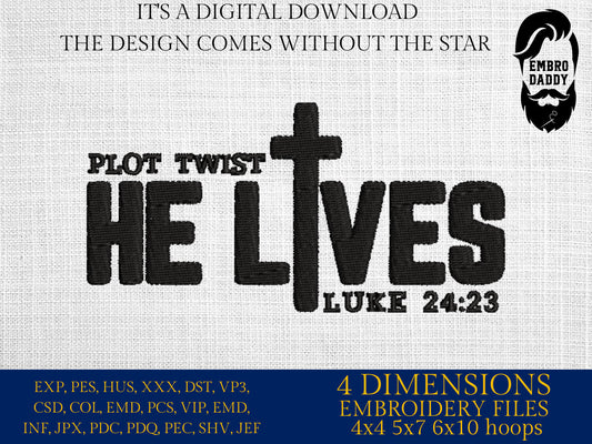 Machine Embroidery files, He is Risen, christian, easter, PES, xxx, hus & more
