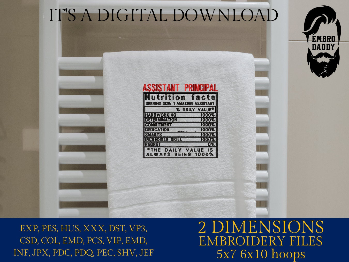 Machine Embroidery files, Assistant Principal facts, PES, dst xxx, hus & more