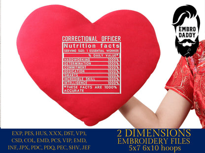Machine Embroidery files, Correctional Officer facts, PES, dst xxx, hus & more