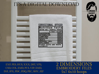 Machine Embroidery files, Correctional Officer facts, PES, dst xxx, hus & more