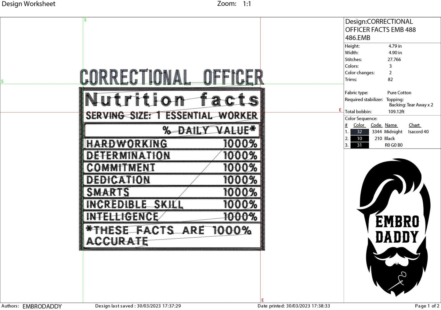 Machine Embroidery files, Correctional Officer facts, PES, dst xxx, hus & more