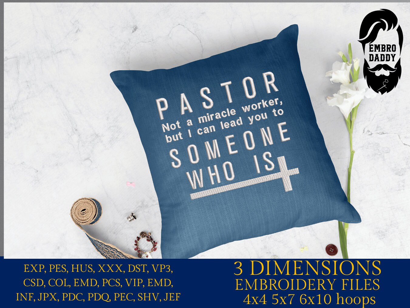 Machine Embroidery, Pastor not a miracle worker, Christian faith embroidery files, christian, gift idea PES, xxx, hus & more, church lover