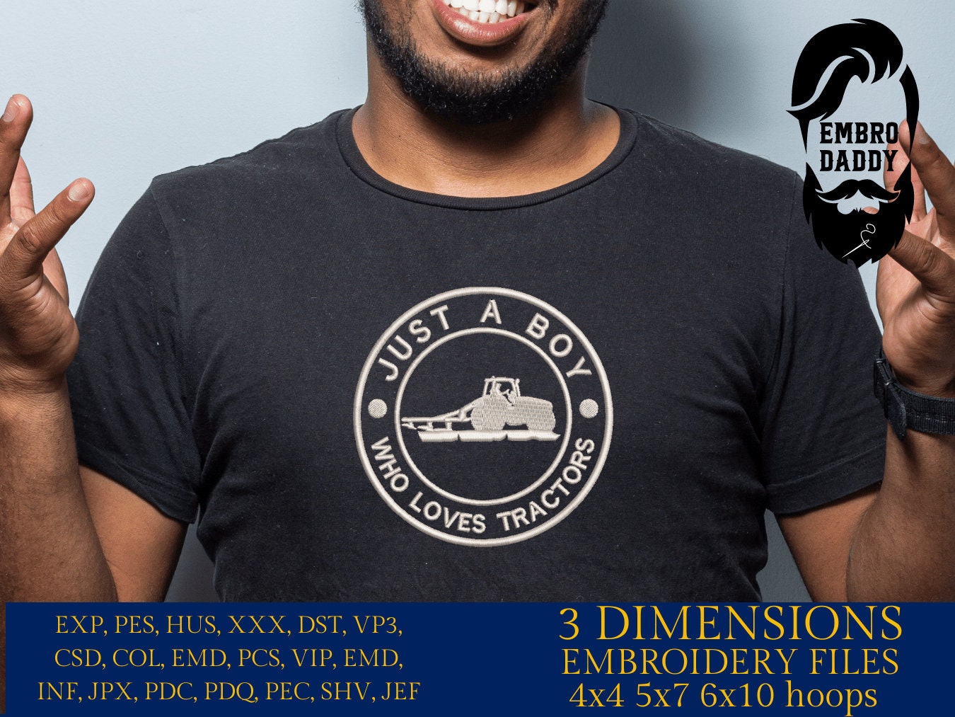 Machine Embroidery files, Just A Boy Who Loves Tractors, Tractor ,farm, PES, xxx, hus & more