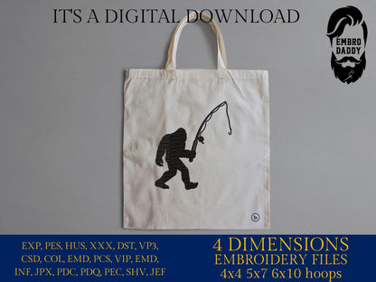 Machine Embroidery files, Bigfoot fisher, Bigfoot pes, Big Foot, Yeti, Sasquatch PES, xxx, hus & more