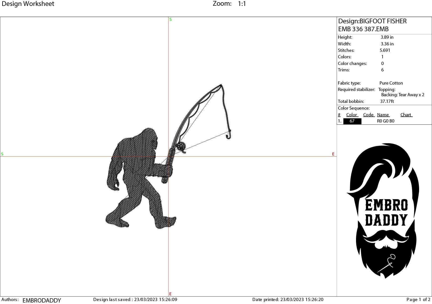 Machine Embroidery files, Bigfoot fisher, Bigfoot pes, Big Foot, Yeti, Sasquatch PES, xxx, hus & more