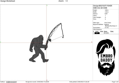 Machine Embroidery files, Bigfoot fisher, Bigfoot pes, Big Foot, Yeti, Sasquatch PES, xxx, hus & more