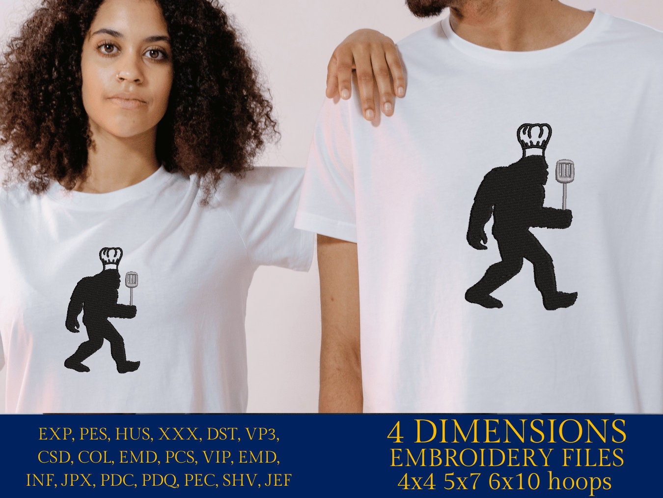 Machine Embroidery files, Bigfoot chef, Bigfoot pes, Big Foot, Yeti, Sasquatch PES, xxx, hus & more