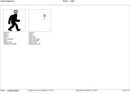 Machine Embroidery files, Bigfoot chef, Bigfoot pes, Big Foot, Yeti, Sasquatch PES, xxx, hus & more