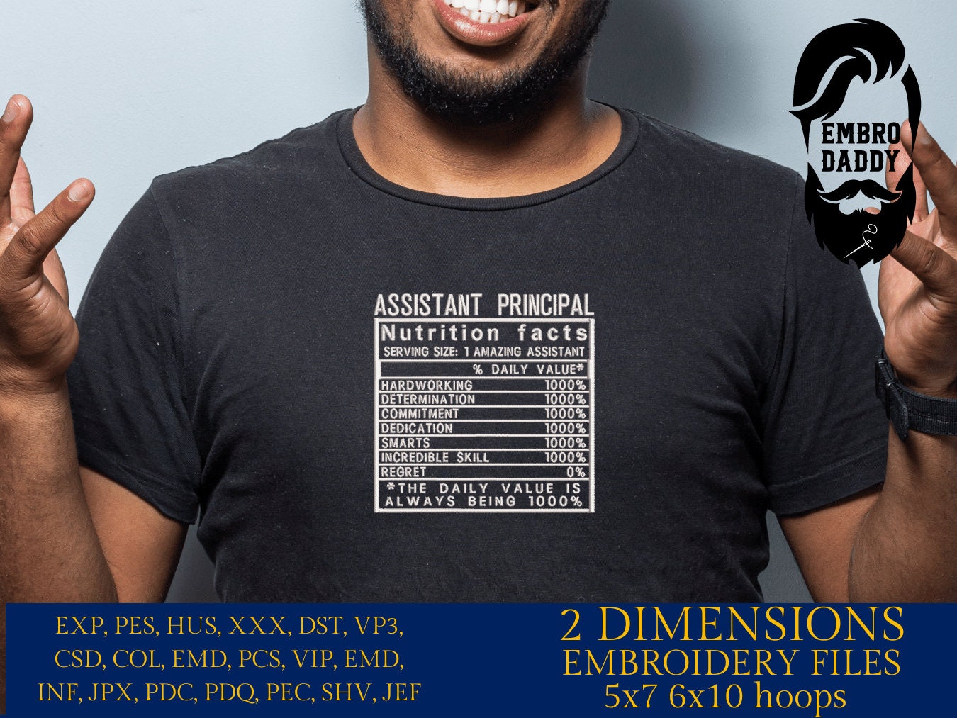 Machine Embroidery files, Assistant Principal facts, PES, dst xxx, hus & more