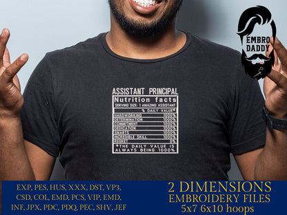 Machine Embroidery files, Assistant Principal facts, PES, dst xxx, hus & more