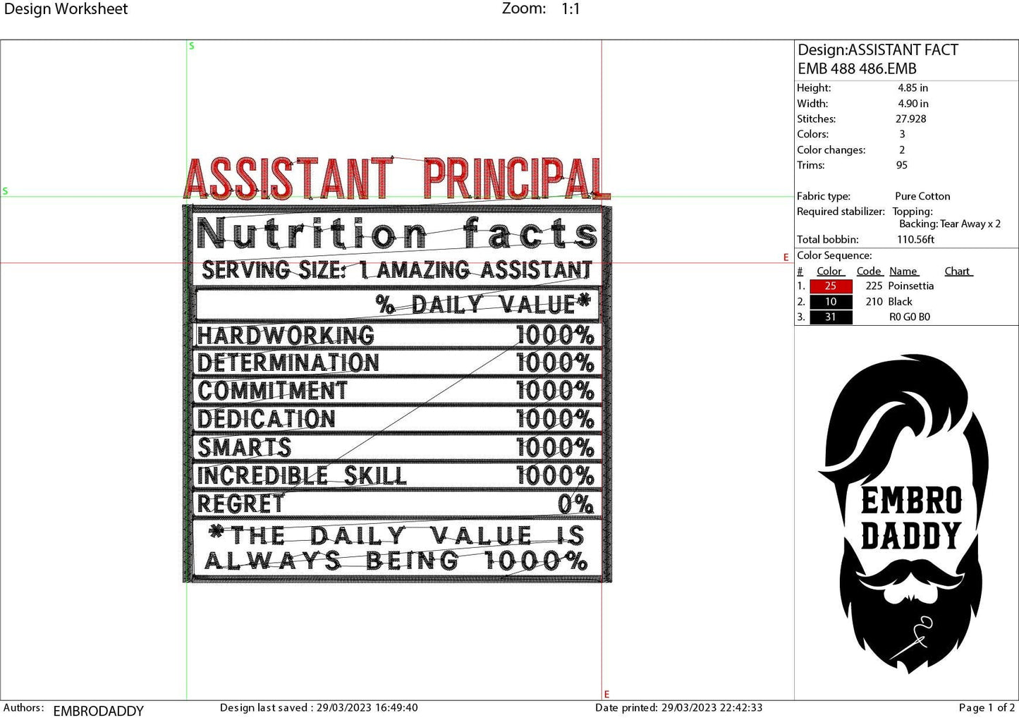 Machine Embroidery files, Assistant Principal facts, PES, dst xxx, hus & more