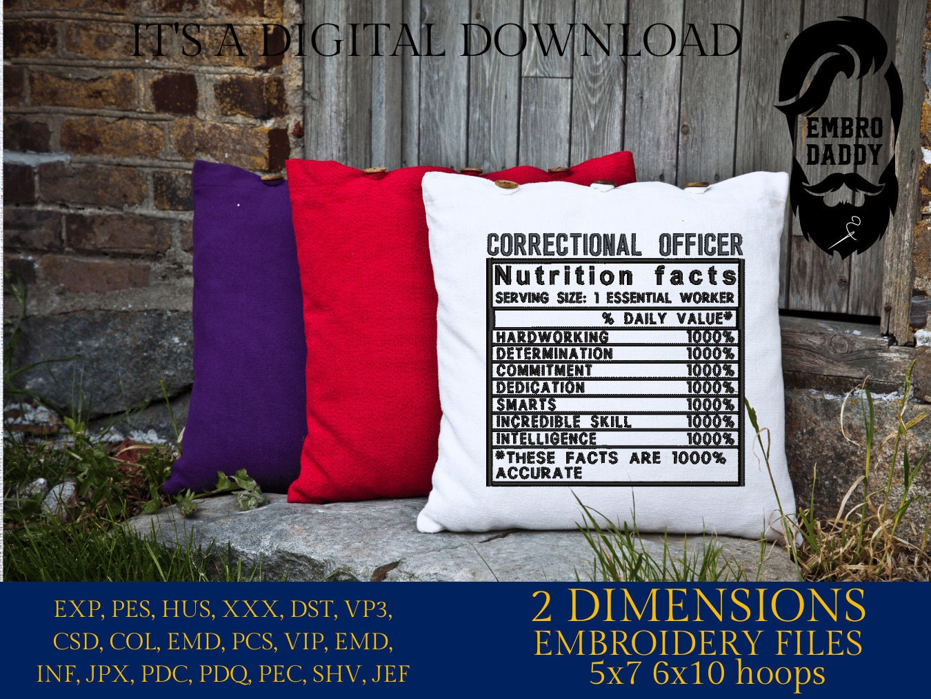 Machine Embroidery files, Correctional Officer facts, PES, dst xxx, hus & more