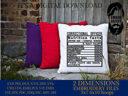 Machine Embroidery files, Correctional Officer facts, PES, dst xxx, hus & more