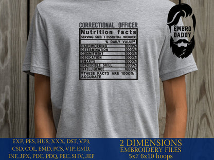 Machine Embroidery files, Correctional Officer facts, PES, dst xxx, hus & more