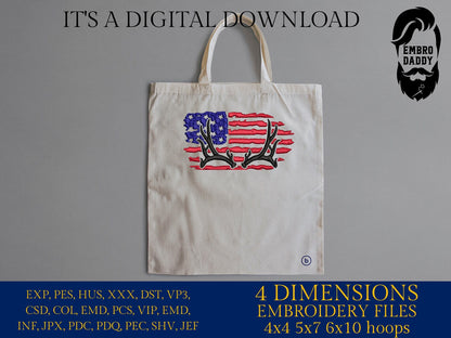 Machine Embroidery files, USA flag, Antlers PES, xxx, hus & more