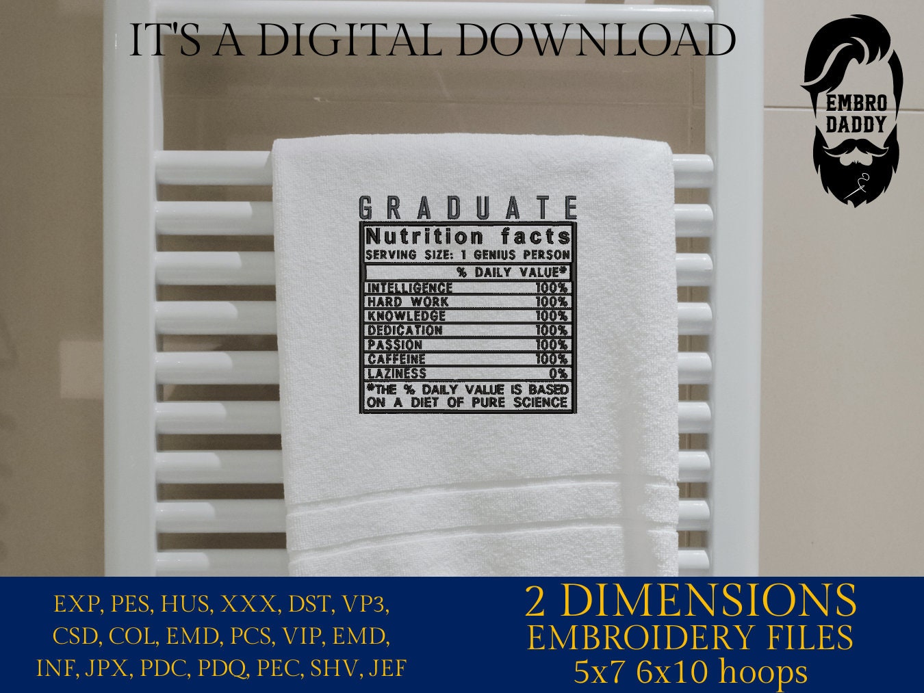 Machine Embroidery files, Graduate facts, PES, dst xxx, hus & more