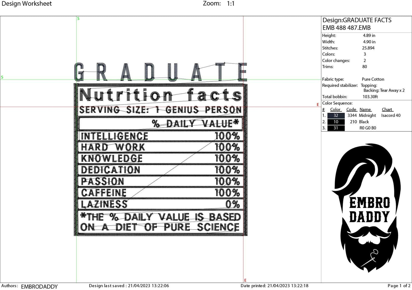 Machine Embroidery files, Graduate facts, PES, dst xxx, hus & more