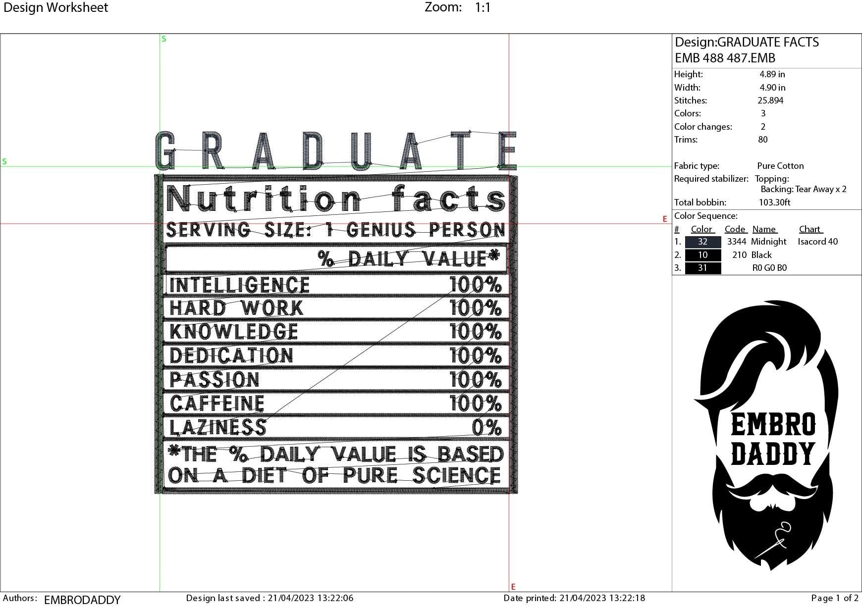Machine Embroidery files, Graduate facts, PES, dst xxx, hus & more