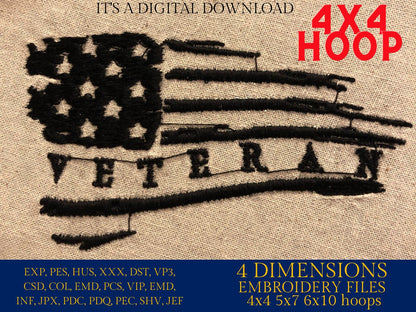 Machine Embroidery files, USA flag, Veteran, American Flag, PES, xxx, hus & more