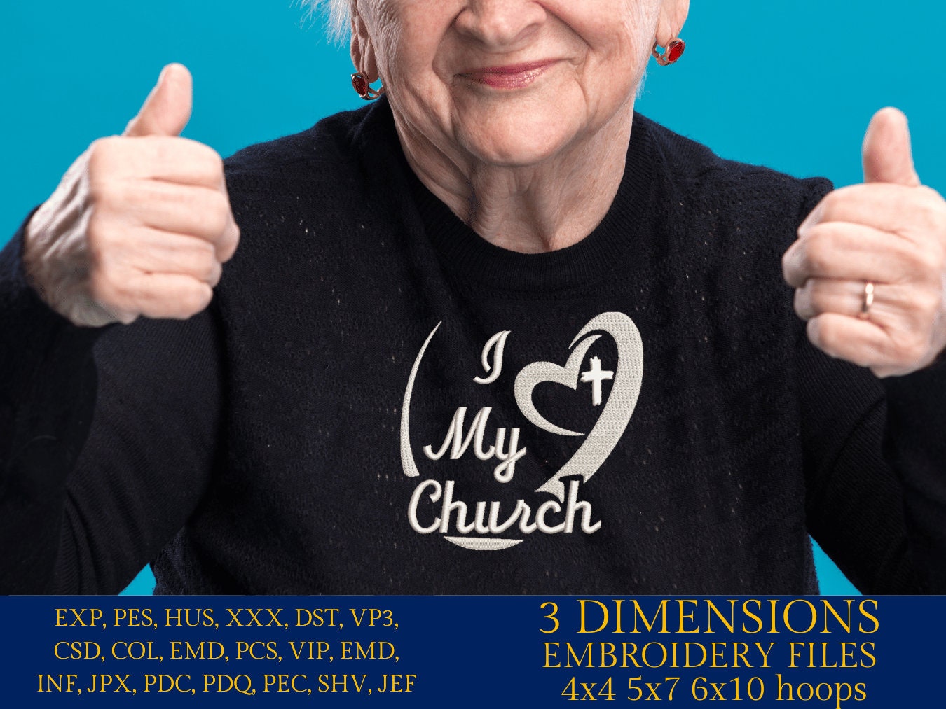 Machine Embroidery files, I love my Church, PES, xxx, hus, dst & more