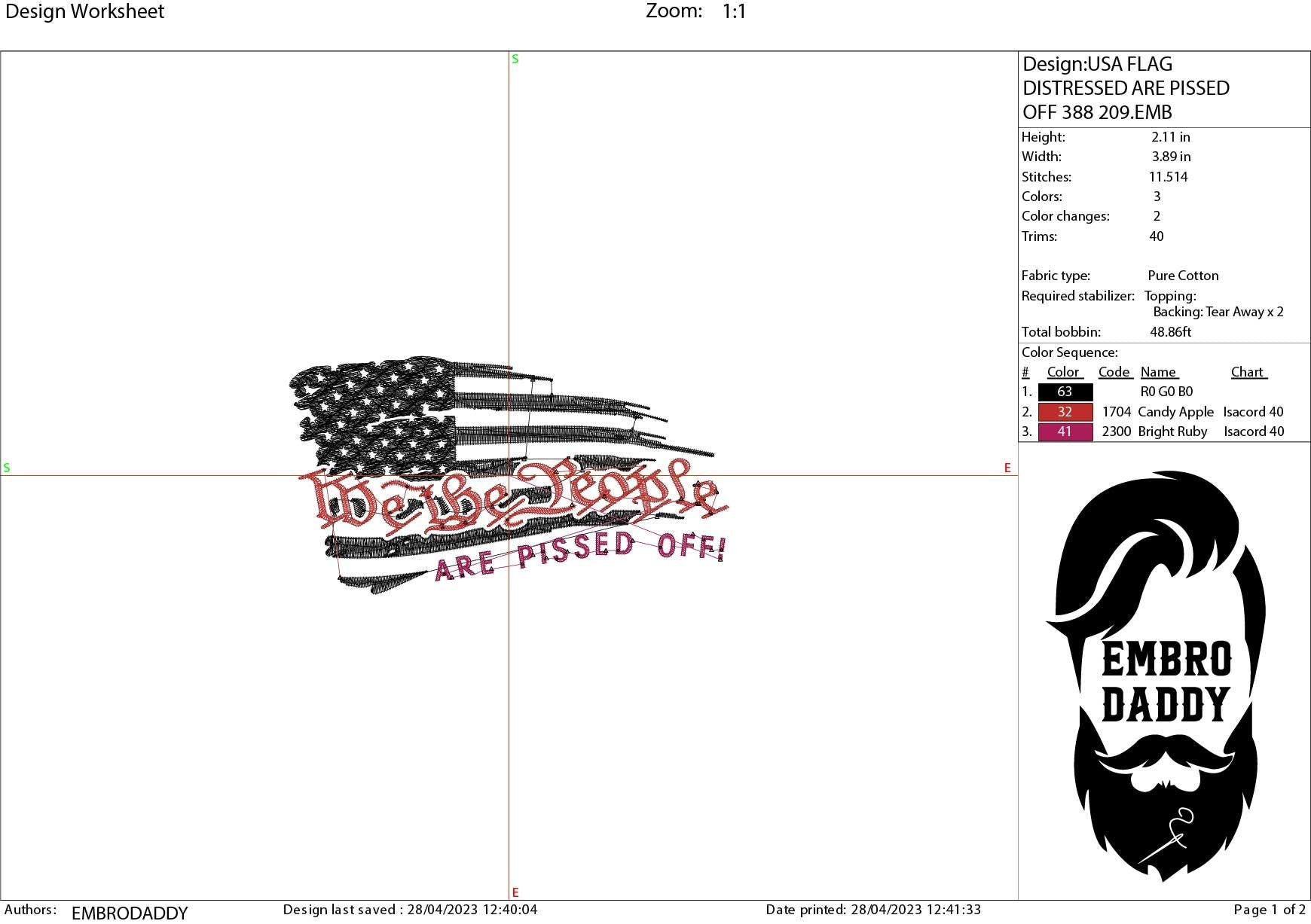 Machine Embroidery files, USA flag We the people are pissed off!, DST, PES, xxx, hus & more, embroidery files