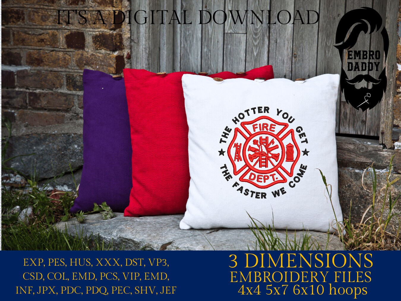 Machine Embroidery files, Fire dept, firefighter, the hotter you get, PES, DST, xxx, hus & more