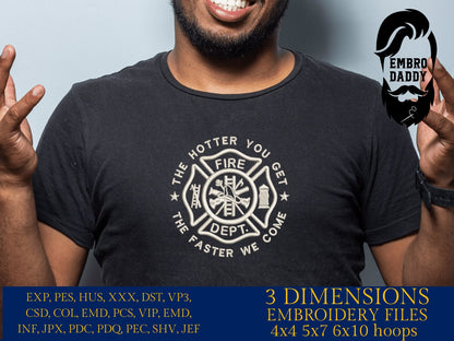 Machine Embroidery files, Fire dept, firefighter, the hotter you get, PES, DST, xxx, hus & more