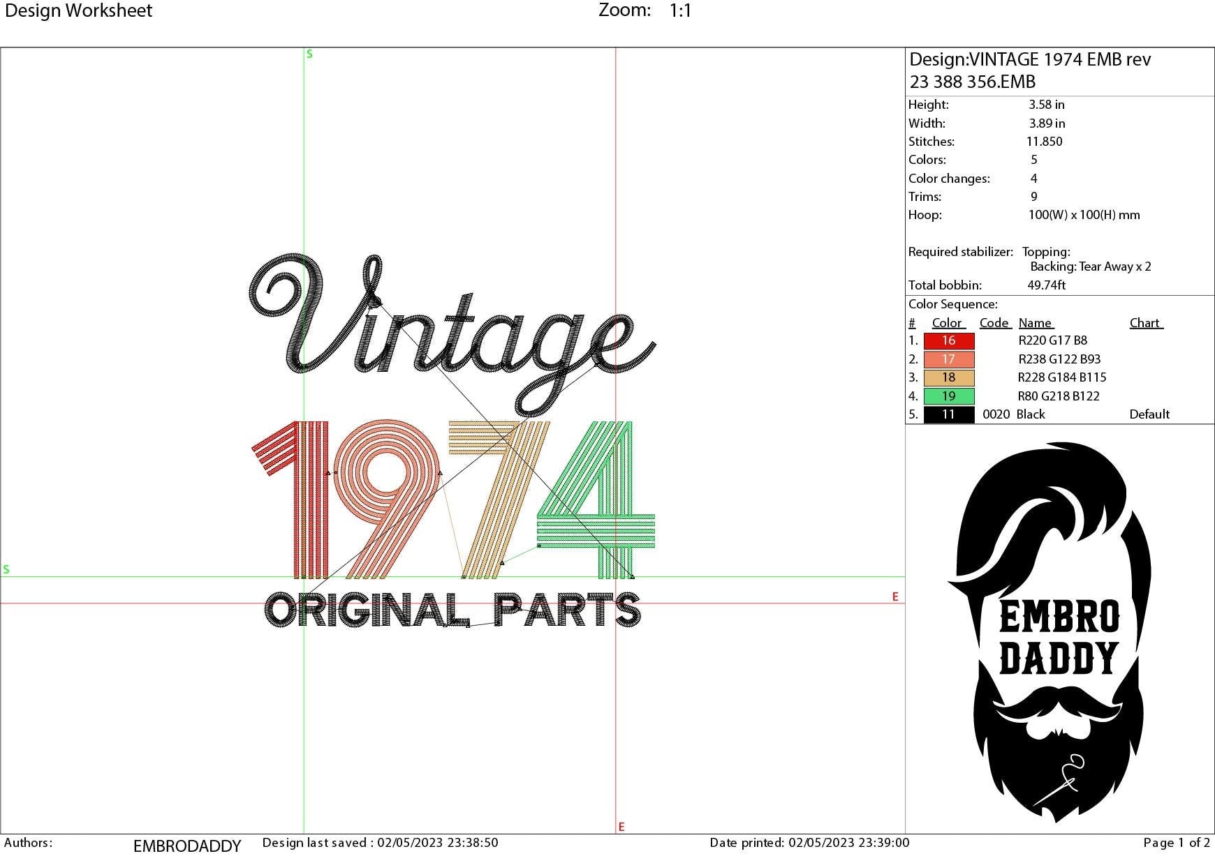 Machine Embroidery files, vintage 1974 pes, Birthday, birthday funny embroidery files, gift idea PES, xxx, hus & more