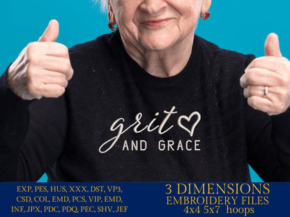 Machine embroidery files, Grit and Grace PES, DST, hus & more