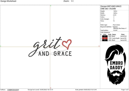 Machine embroidery files, Grit and Grace PES, DST, hus & more