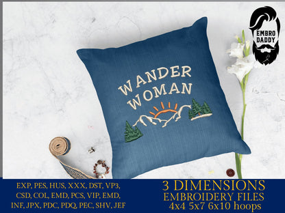 Machine embroidery files, wander woman PES, DST, hus & more