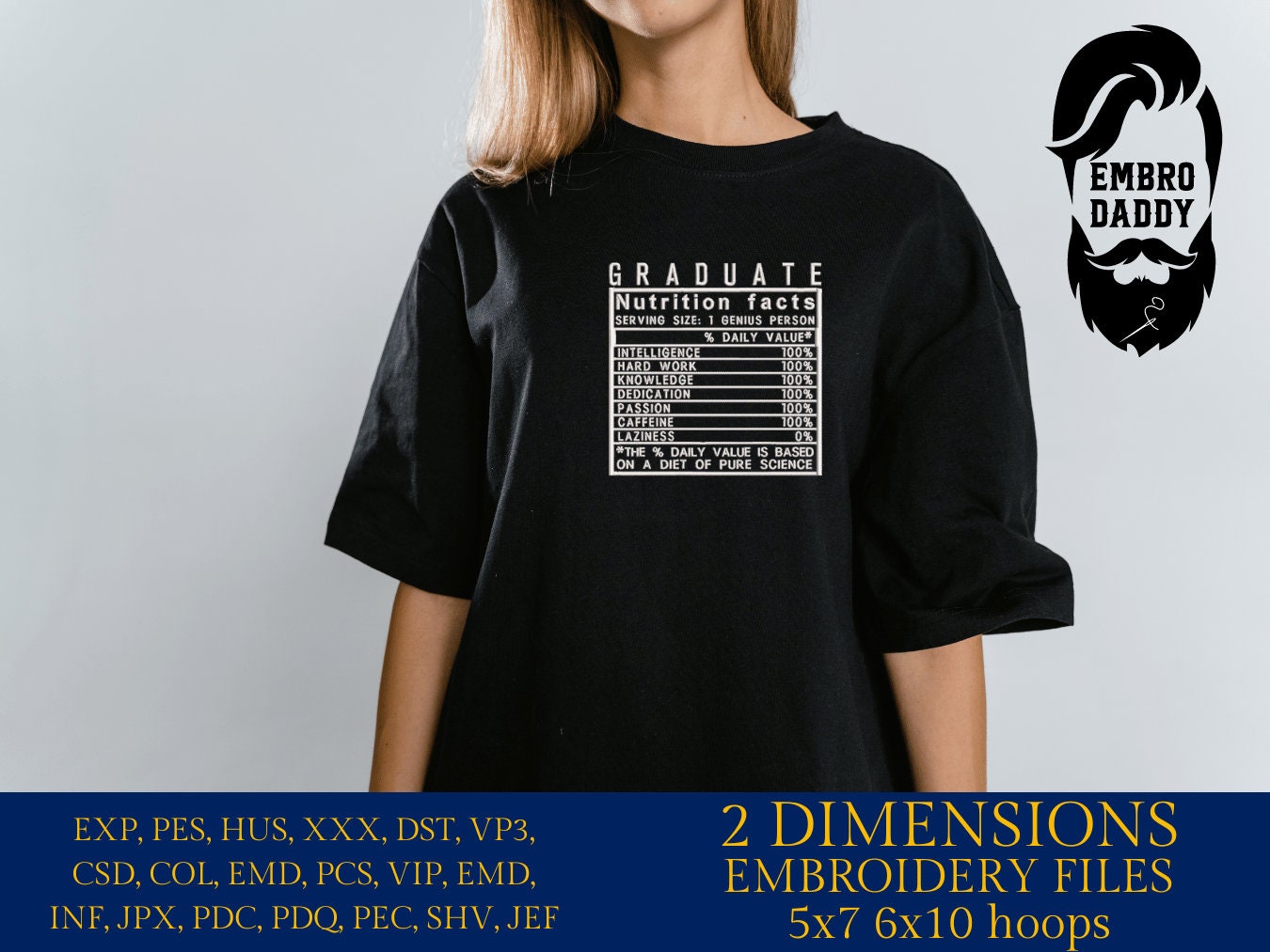 Machine Embroidery files, Graduate facts, PES, dst xxx, hus & more