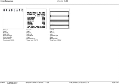 Machine Embroidery files, Graduate facts, PES, dst xxx, hus & more