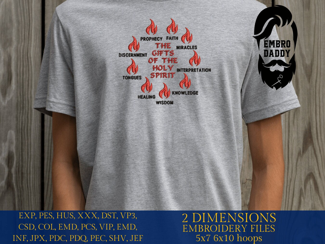 Machine Embroidery files, Gifts of the holy spirit, PES, xxx, DST, hus & more