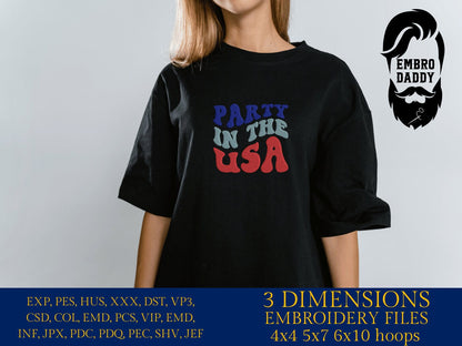 Machine Embroidery files, party in the USA, PES, xxx, hus & more, embroidery files