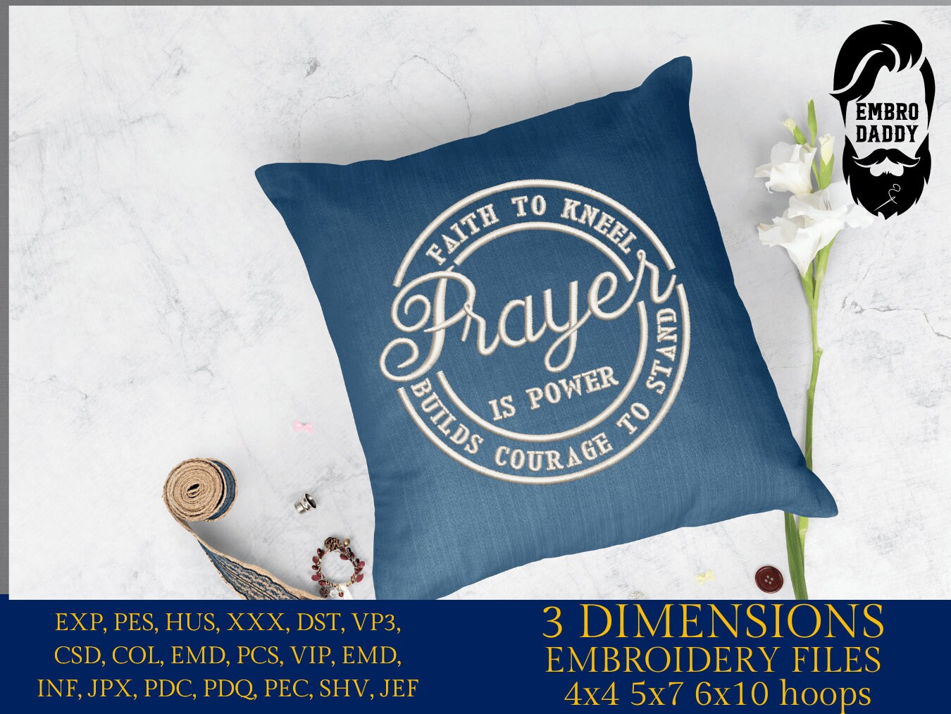 Machine Embroidery files, Prayer is Power, PES, DST, xxx, hus & more