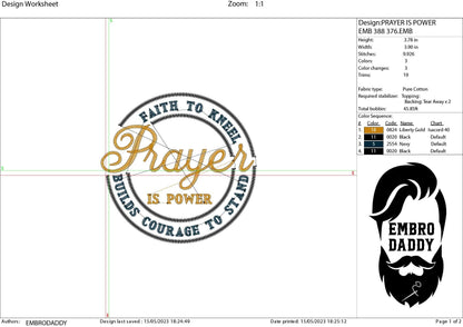 Machine Embroidery files, Prayer is Power, PES, DST, xxx, hus & more