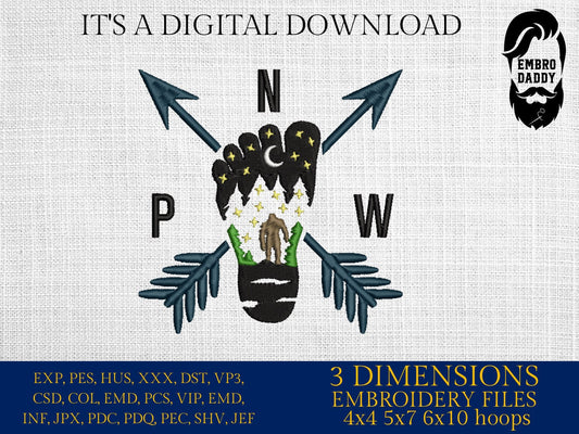 Machine Embroidery files, big foot pes, Big Foot, Yeti, Sasquatch, Pacific North Ovest lover Gift Idea, PES, xxx, hus & more