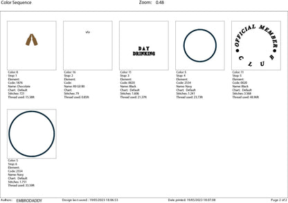 Machine Embroidery files, Day Drinking club, dst PES, xxx, hus & more