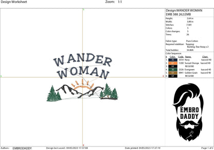 Machine embroidery files, wander woman PES, DST, hus & more