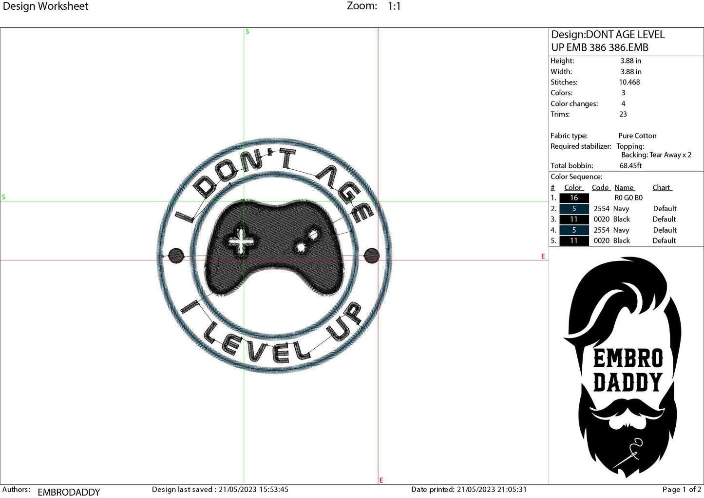 Machine Embroidery files, I don't age I level up, dst PES, xxx, hus & more