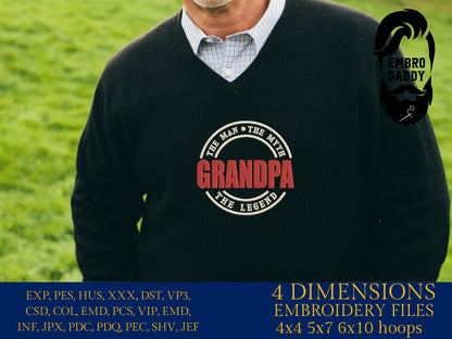 Machine Embroidery files, Grandpa man myth legend PES, xxx hus & more