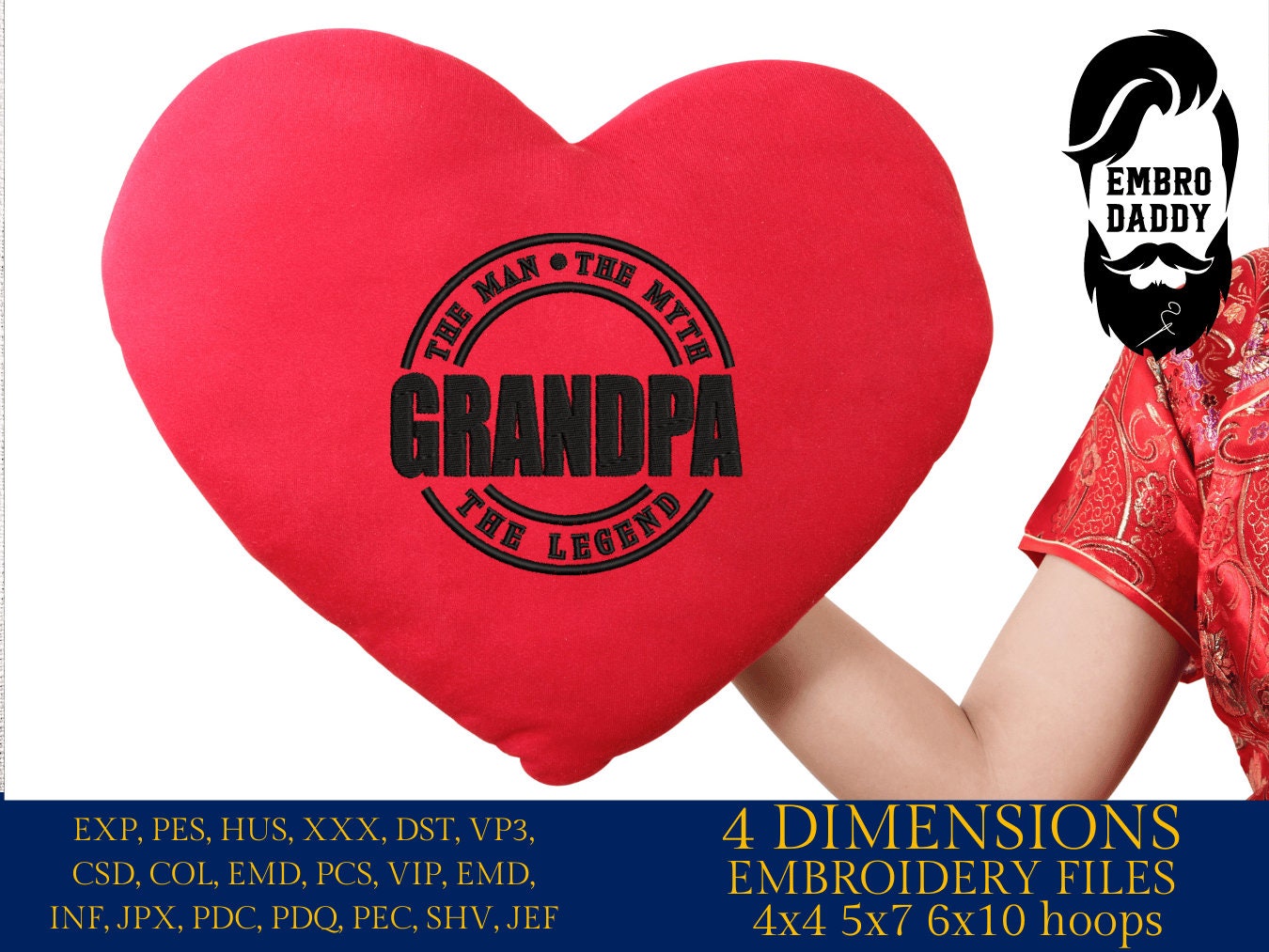 Machine Embroidery files, Grandpa man myth legend PES, xxx hus & more
