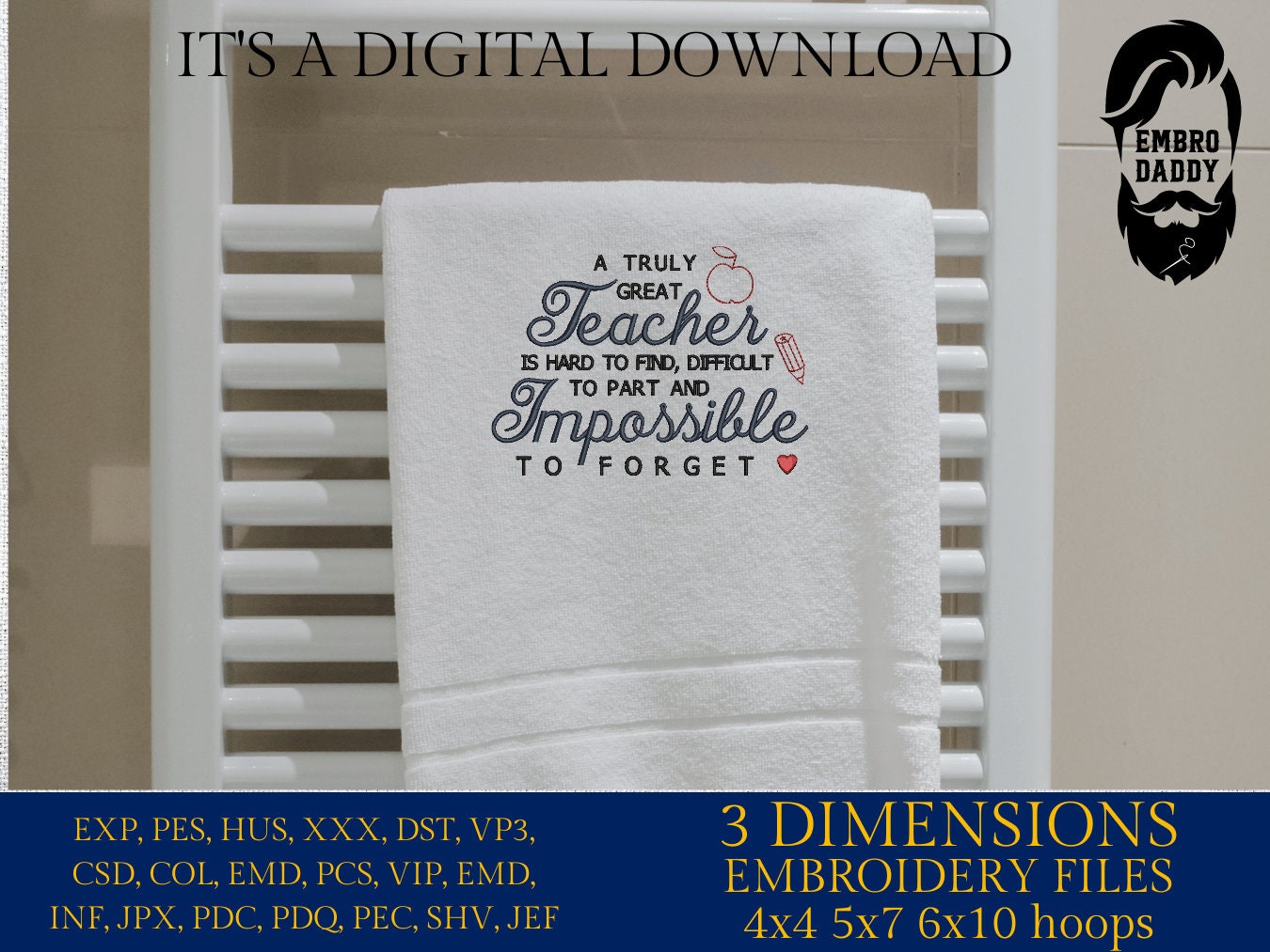 Machine Embroidery files, a truly great teacher, PES, dst, xxx, hus & more