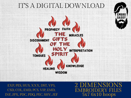 Machine Embroidery files, Gifts of the holy spirit, PES, xxx, DST, hus & more