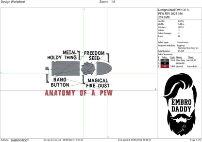 Machine Embroidery files, anatomy of a pew, PES, DST, xxx, hus & more