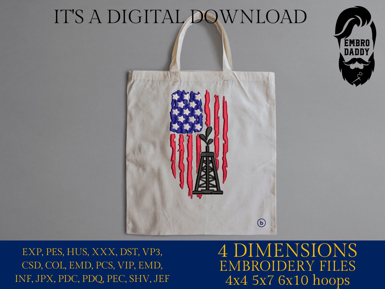 Machine Embroidery files, Oilfield flag, Oilfield worker, DST, PES, xxx, hus & more