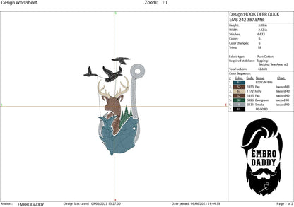 Machine Embroidery files, Fishing and Hunting hook, PES, DST, xxx, hus & more,