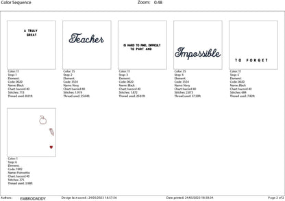 Machine Embroidery files, a truly great teacher, PES, dst, xxx, hus & more
