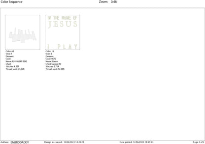 Machine Embroidery files, in the name of Jesus, DST, PES, xxx, hus & more